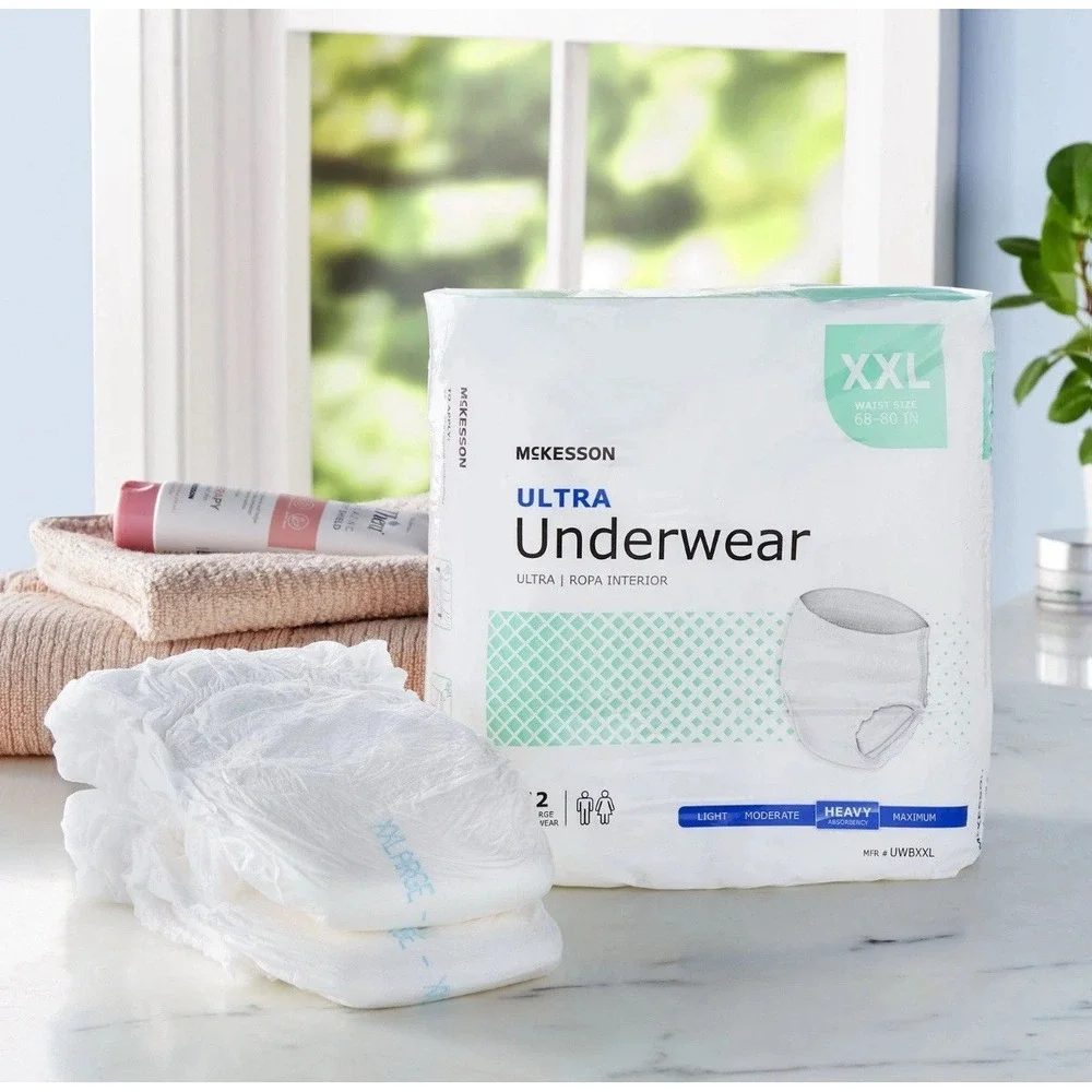 Adult Disposable Pull On Underwear Diapers XXL Heavy Absorbency 12 Ct
